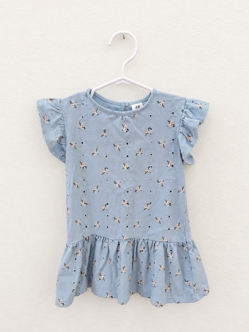 H&M Broderie Anglaise Dress Size 18M Blue Floral